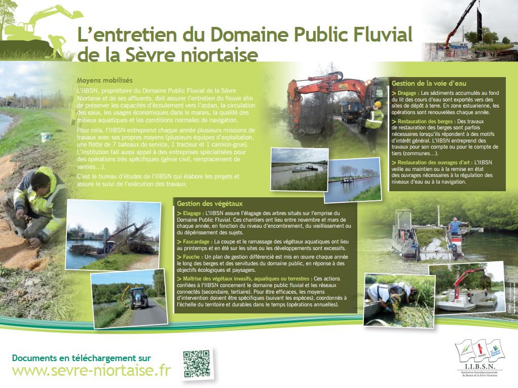 Panneau "L'entretien du domaine public fluvial de la Sèvre niortaise"