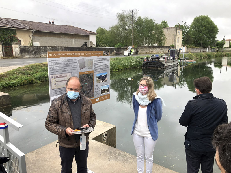 Inauguration des travaux de la Cale du port et de lécluse de Comporté