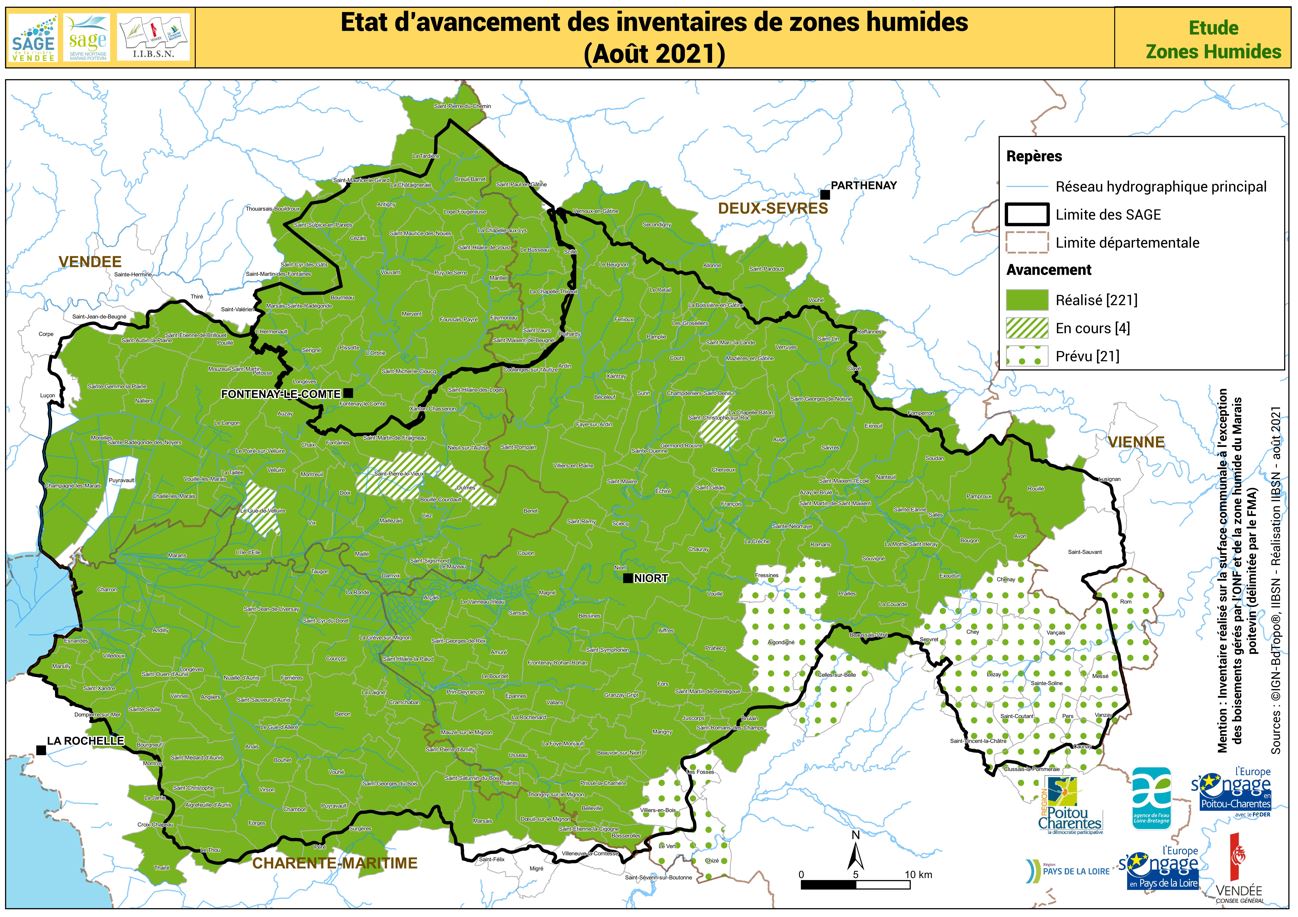 Inventaire des zones humides - Etat d'avancement - août 2021