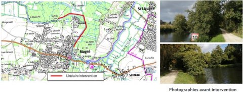 Travaux sur le halage entre le pont-levis de Magn&eacute; et l'&eacute;cluse de Marais Pin