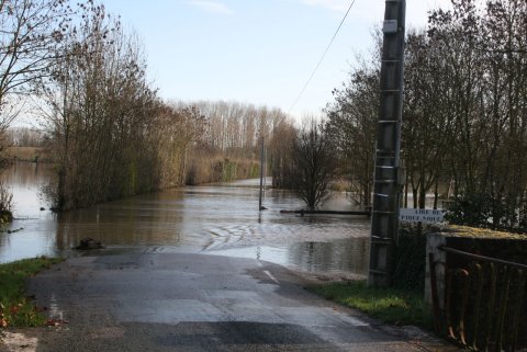 Débordement de la Sèvre niortaise à Saint Maxire (79)