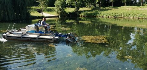 Intervention sur les végétaux aquatiques à Mauzé sur le Mignon